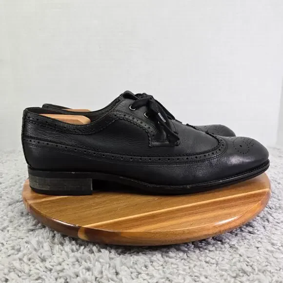 John Varvatos Star USA Black Long Wingtip Brogue Oxford Dress Shoe Mens 11.5